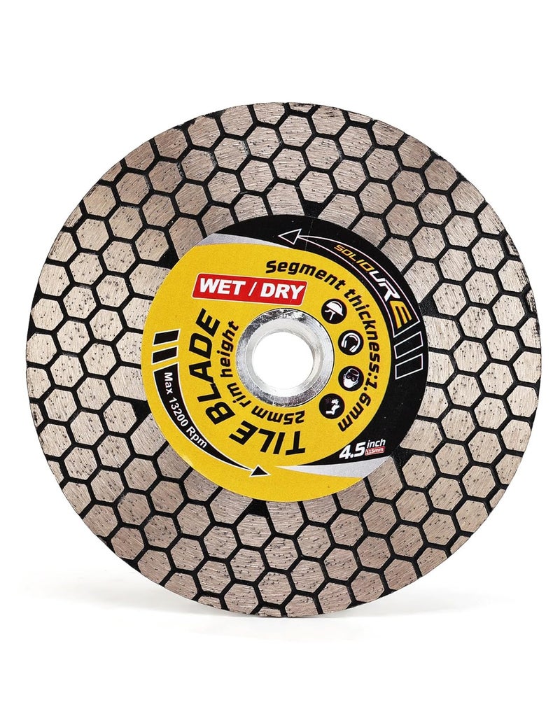 solidure Tile Blade 4.5“ Porcelain Blade with Removable 5/8"-11 Flange Cutting and Grinding for Granite Marble Porcelain Tiles - Image 2